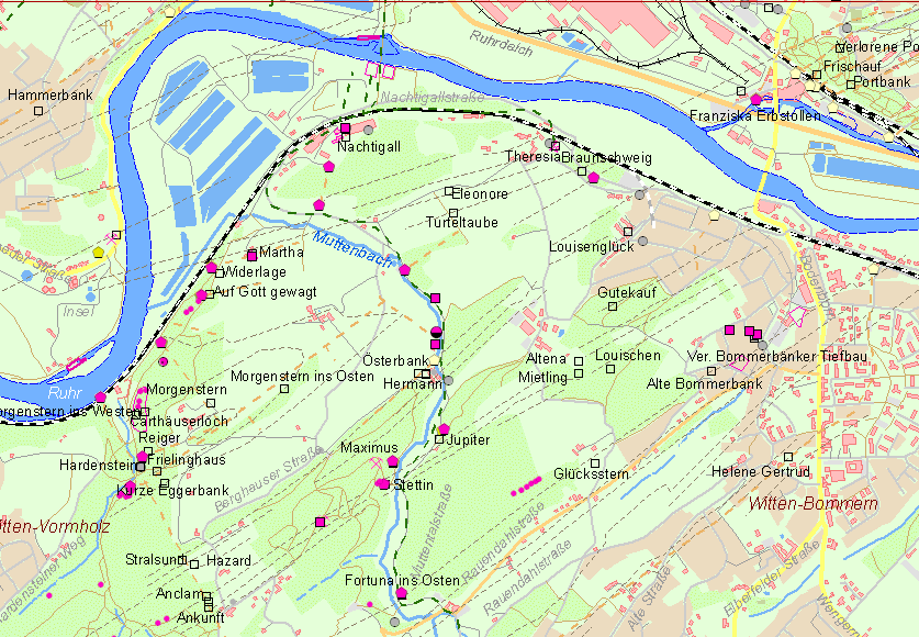 Karte Zeche östliches Muttental