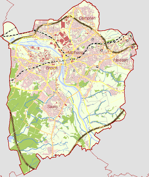 Übersichtskarte von Mülheim a.d. Ruhr