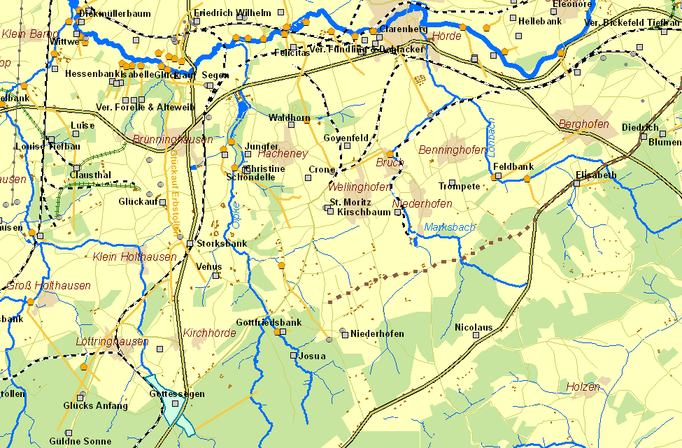 Historische Karte Zeche Gottessegen