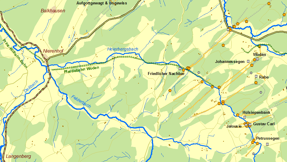 Historische Karte Pferdebahn von Wodan