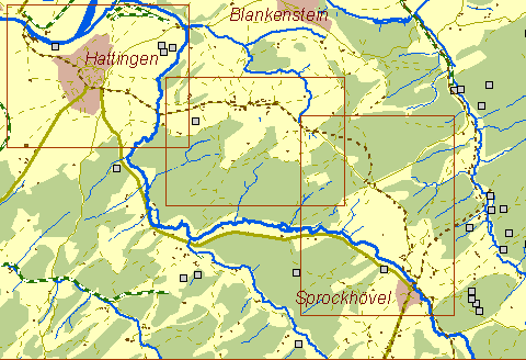 Historische Karte Kohlenweg von Hattingen nach Sprockhvel
