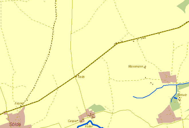 Historische Karte Niederhofer Kohlenweg - Holzwickede