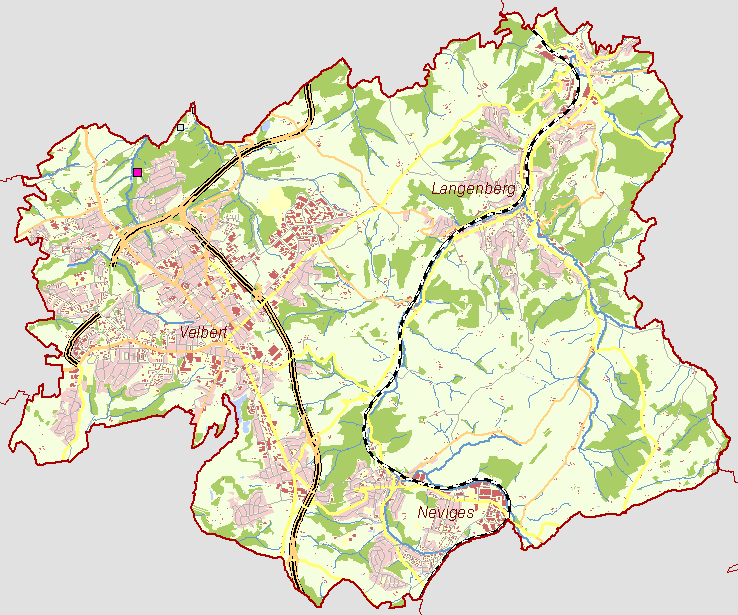 bersichtskarte Velbert mit Bergbauspuren