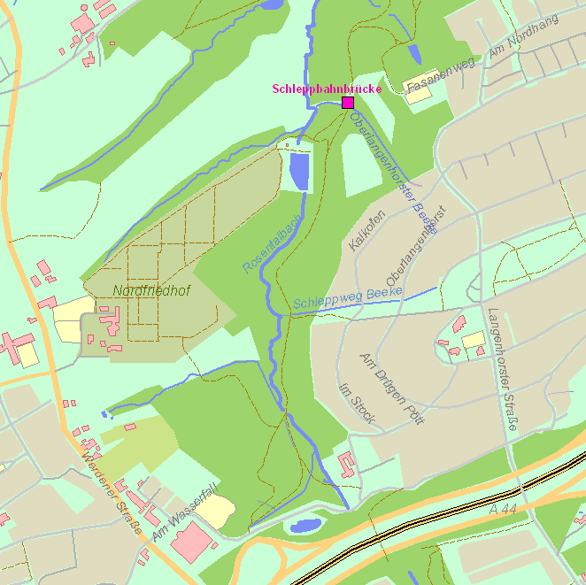 Umgebungskarte zur Schleppbahnbrücke der Hespertalbahn