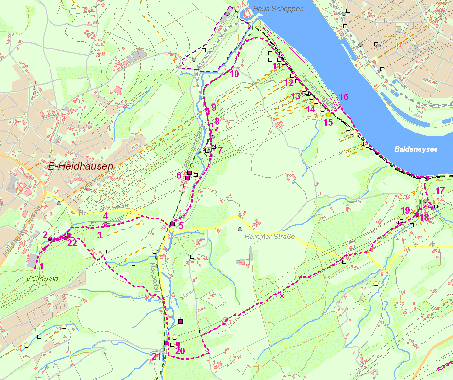 Karte Bergbaurundweg Heidhausen